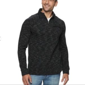 Marc Anthony Slim Fit Heathered Black Quarter Zip Pullover